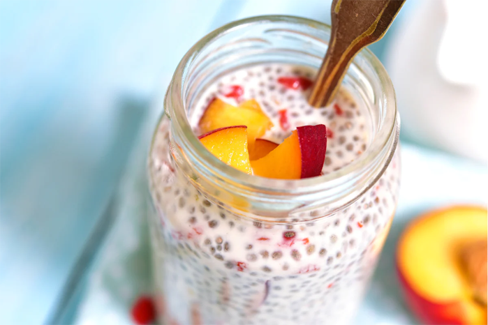 prime peach chia seed pudding breakfast snack recipe