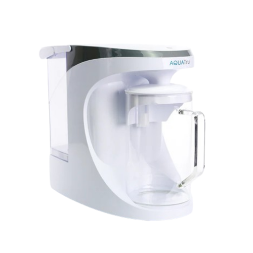 AquaTru Carafe countertop purifier with glass carafe