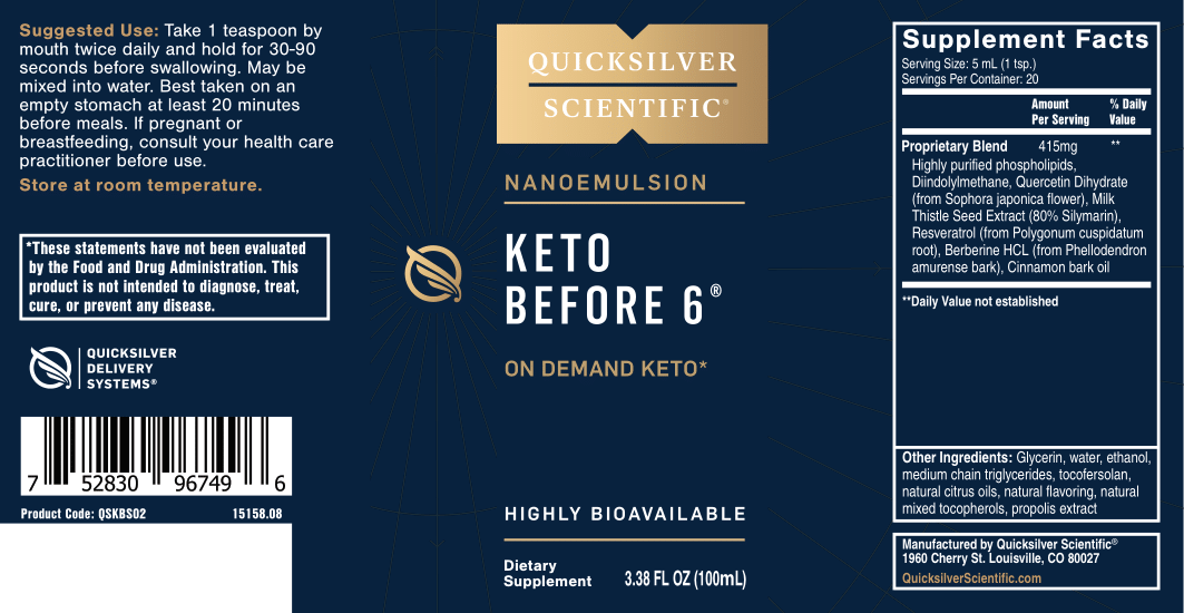 Quicksilver Scientific Keto Before 6™ 100 mL