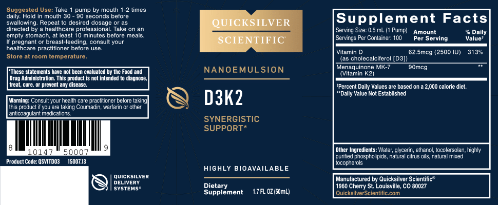 Quicksilver Scientific Nanoemulsified D3K2 Vitamin Supplement