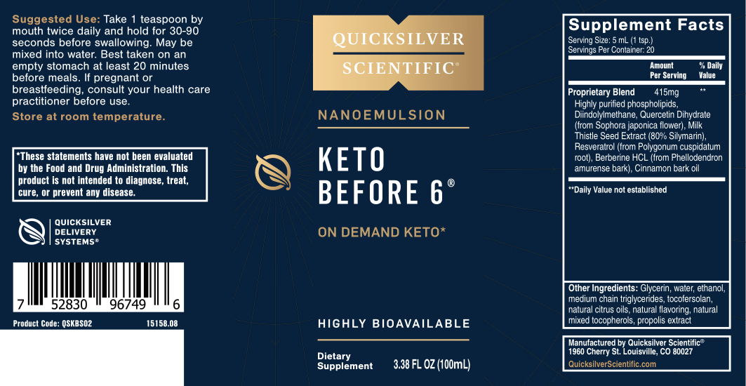 
                  
                    Quicksilver Scientific Keto Before 6™ 100 mL
                  
                