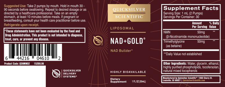 
                  
                    Quicksilver Scientific NAD+ Gold™
                  
                