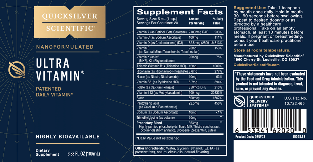
                  
                    Quicksilver Scientific Ultra Vitamin® Liposomal Multivitamin Liquid
                  
                