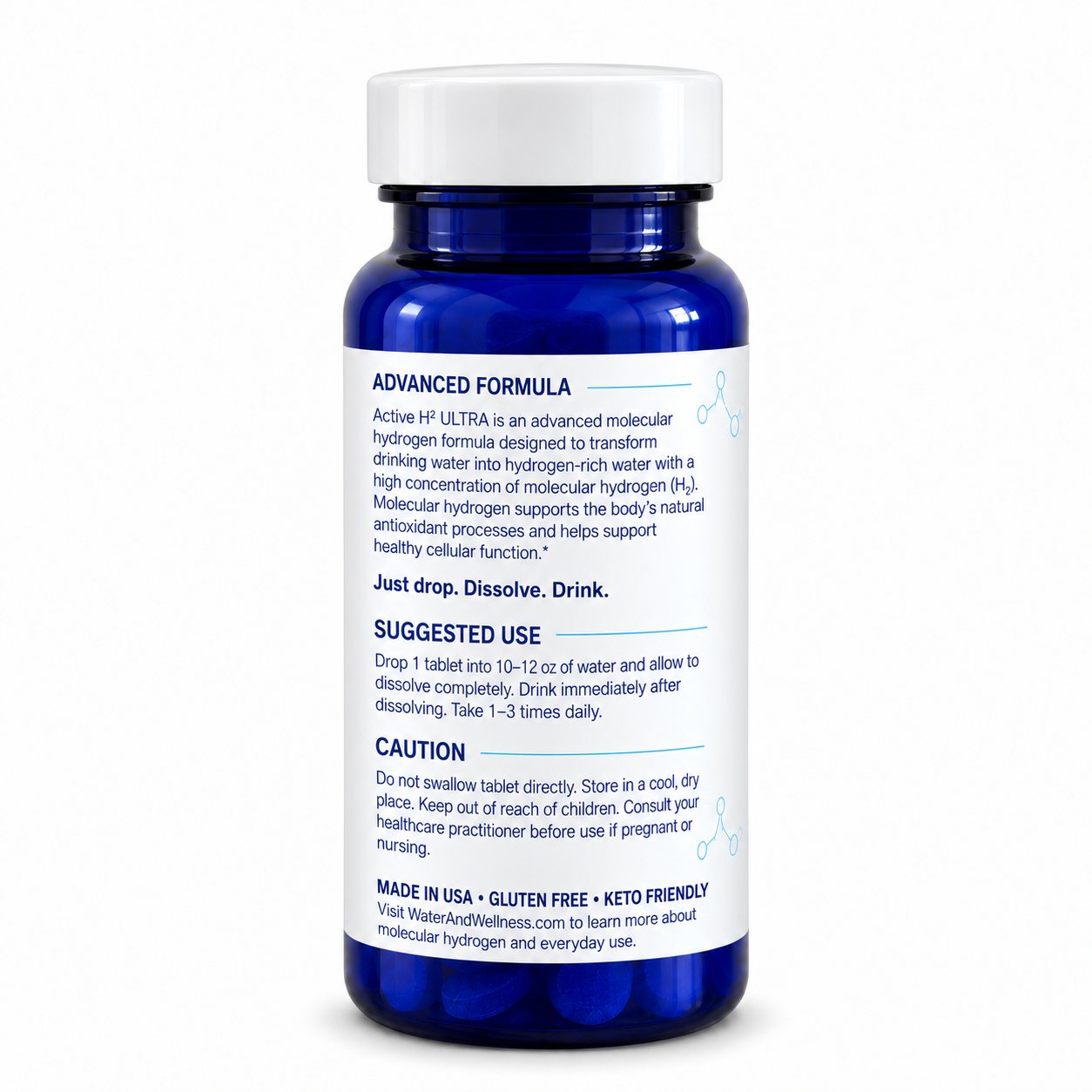 
                  
                    Active H2 Ultra Unflavored 60ct bottle — left view
                  
                