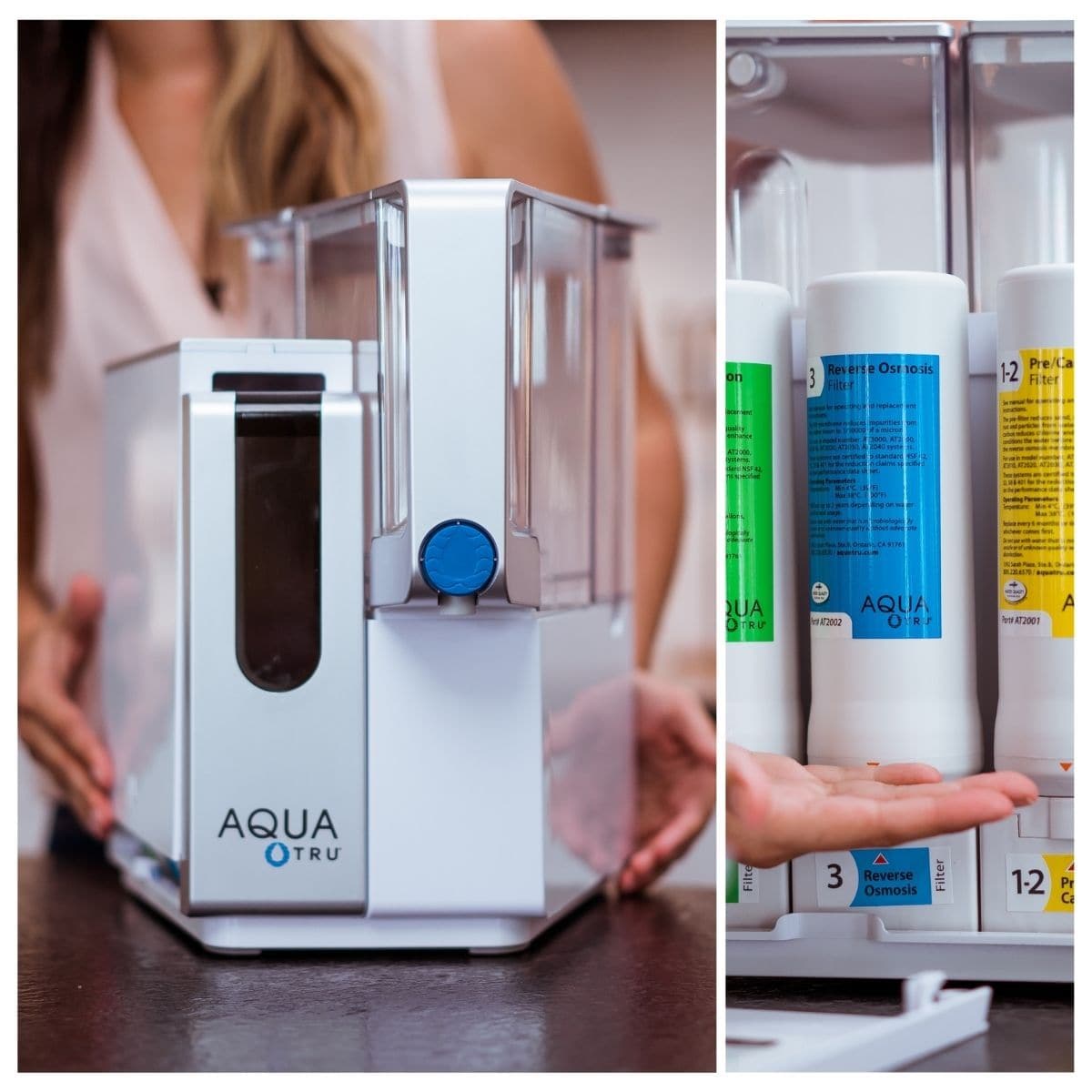 AquaTru countertop reverse osmosis water purifier - Non-toxic steps
